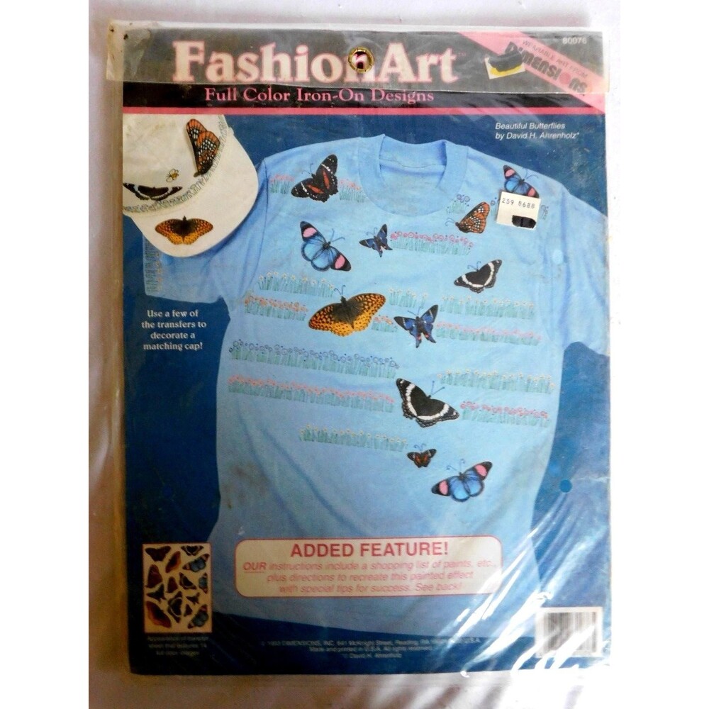 Dimensions Fashion Art "Beautiful Butterflies" Full Color Iron-On 80076